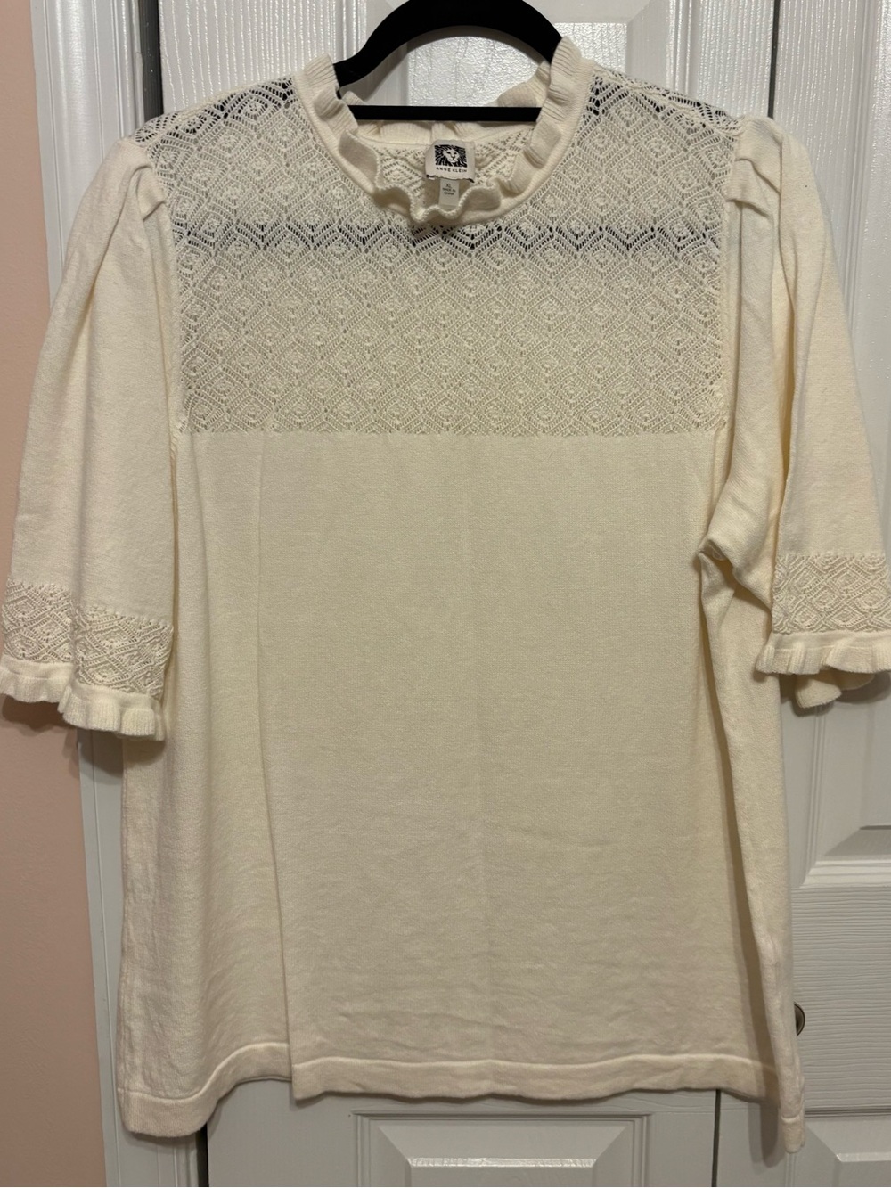 Anne Klein Cream Geometric Tunic Size XL